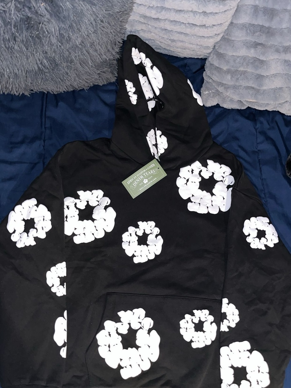 Black and white Denim Tear hoodie